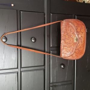 Antique leather handbag